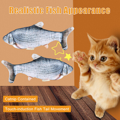 #ad Realistic 12quot; Electric Fish Toy Floppy Moving Flipping Interactive Pet Plaything $12.77