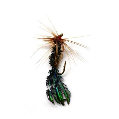 #ad 10PCS Olive Green Zug Bug Nymph Fly Peacock Feather Tail Trout Fishing Flies $14.35