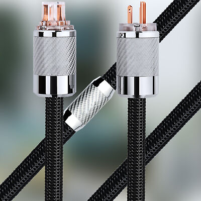 1.5m Audiophile HiFi Audio US Power Cable 7N OCC Carbon Fiber Gaming Supply Cord $49.48