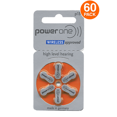 #ad Power One Size 13 MERCURY FREE PR48 P13 Hearing Aid Batteries 60 Pack $16.96