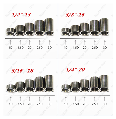 #ad 1 4 5 16 3 8 1 2 Helicoil Thread Inserts 304 Stainless Wire Insert Thread Repair $7.38