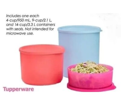 #ad #ad NEW Tupperware 3 Pc. Modular Basic Bright Round Storage Container Set $35.00