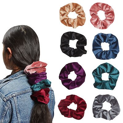#ad Jumbo Velvet Hair Scrunchies Assorted Colors for Women Girls Teens 8 Pack $8.99