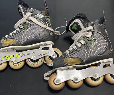 #ad Tour g30 saber Inline Hockey Skates Roller Blades Size US 12j Black Yellow $97.45
