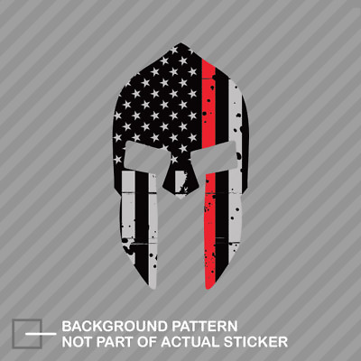 #ad Tattered Thin Red Line Subdued Spartan Helmet American Flag Sticker Fire EMT US $17.96