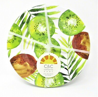 #ad Melamine Plates Set Of 4 Kiwi Fruit heavier weight dinner lunch side 8quot; $29.95