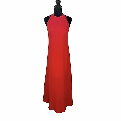 #ad Diane von Furstenberg Sophia Silk Halter Gown Womens 6 Poppy Red Strappy Back $199.99