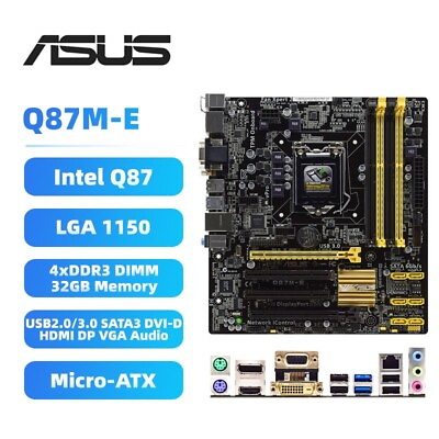 #ad #ad ASUS Q87M E Motherboard M ATX Intel Q87 LGA1150 DDR3 32GB SATA3 HDMI DVI D Audio $70.00