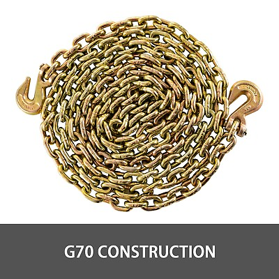 #ad 20ft Transport Tow Chain 5 16quot; G70 Tie Down Binder w 2x Grade 70 Hooks Rigging $48.99