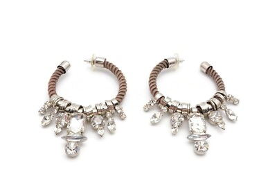 #ad Crystal Hoop Earrings Silver Tone $14.99