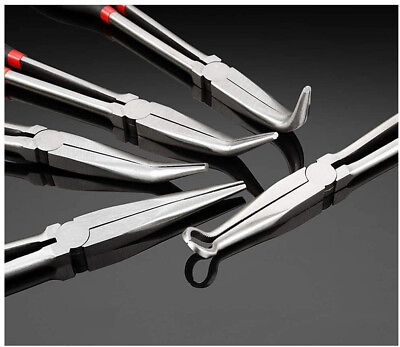 #ad KING 5pcs 11quot; Long Needle Nose Pliers Set Extended Reach Tools with Pouch $24.95