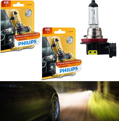#ad Philips Standard H8 35W Two Bulbs Head Light DRL Cornering Angel Eye Stock Lamp $24.23