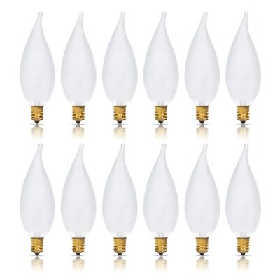 #ad 12 Pack Simba Lighting® CA10 Candle Flame Tip Frosted Bulb 25W E12 Candelabra $16.95