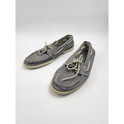 #ad Sperry Top Sider Mens Boat Shoes Gray STS10618 Fabric 2 Eye Round Moc Toe 8.5M $17.24