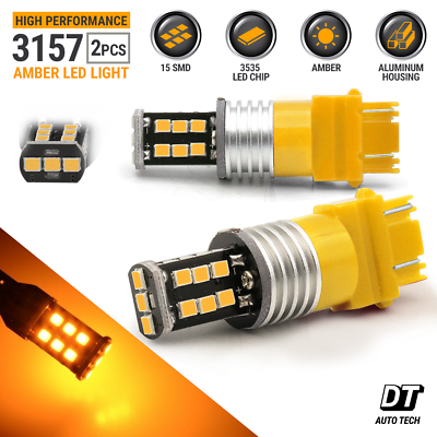 2X 50W 3157 LED Amber Yellow Turn Signal Parking DRL High Power Light Bulbs $9.99