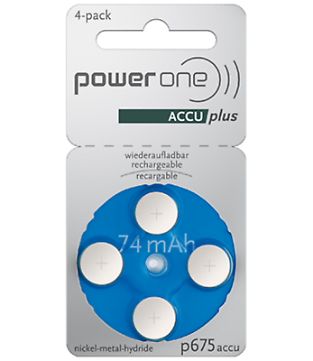 #ad 4 x Power One Size 675 ACCU Plus Rechargeable Hearing Aid Batteries EXP 04 2020 $9.96