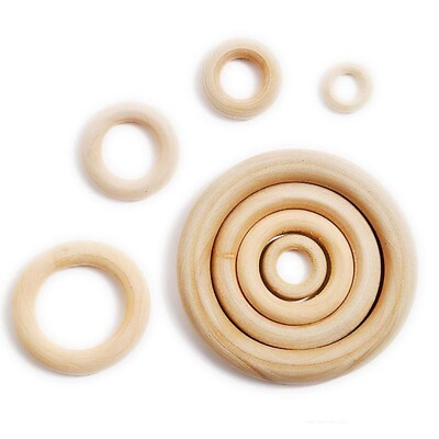 #ad Natural Wood DIY Circles Beads Wooden Rings Jewelry Making Crafts 20 30Pcs $4.59