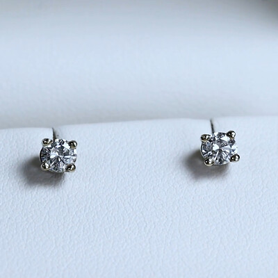 #ad Natural Diamond Stud Earrings 14k White Gold 0.45 CTW $350.00