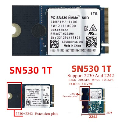 SN530 M.2 2230 2242 SSD 1TB NVMe PCIe for Microsoft Surface Pro X and Laptop 3 $152.99