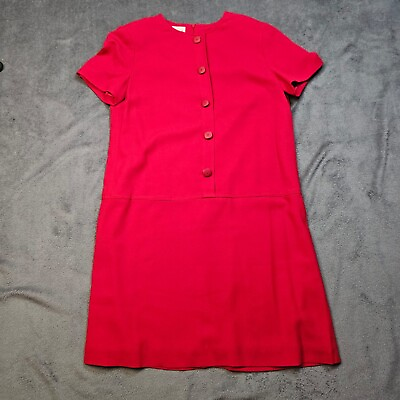 #ad Evan Picone Dress 12 Petite Red Front Button Business Elegant Womens Office $10.80