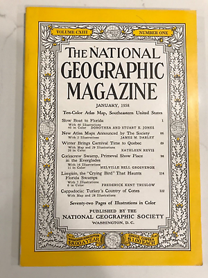 #ad National Geographic January 1958 Quebec Limpkin Slow Boat To Florida $2.50