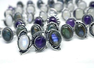 #ad Moonstone amp; Amethyst Gemstone Ring Lot 925 Sterling Silver Plated Ring $17.99