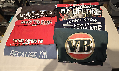 #ad Funny Men#x27;s T Shirts Lot of 9 X Large Pre owned $31.50