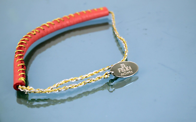 #ad Fendi Seleria Leather String Bracelet Hand Band Red Gold Accessory Charm Women#x27;s $99.00