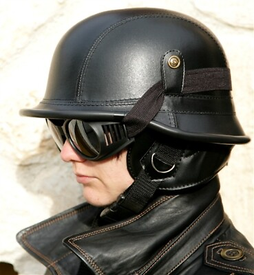 #ad Motorcycle 2WW Army German Helmet Chopper Biker Harley Oldtimer replica $39.00