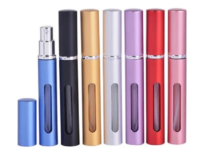 #ad 7 Pcs 10ml Mini Refillable Perfume Atomizer Bottles Travel Spray Pump Case Set $13.99