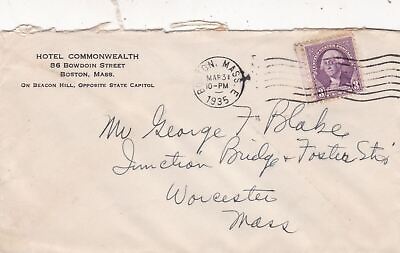 #ad U.S. HOTEL COMMONWEALTHBowdoin St Boston Mass. 1935 Stamp Cover Ref 47525 GBP 8.00