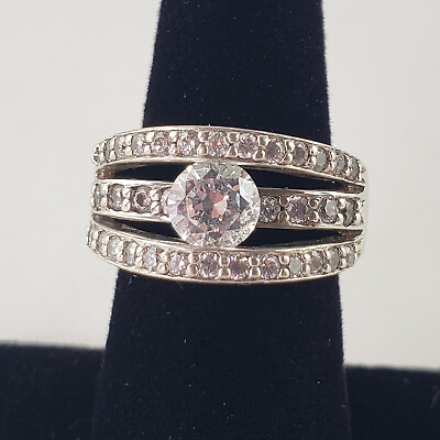 #ad Sterling Ring White Solitaire CZ DQ amp; 34 Small CZ 8.8g Size 6 Hong Kong 7721 $64.95