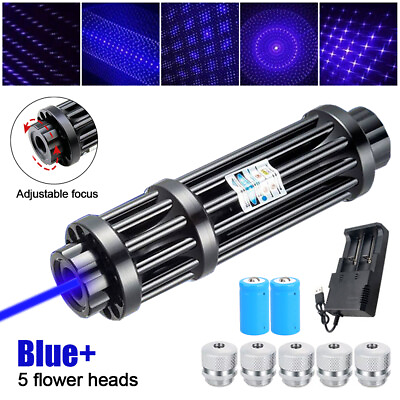 #ad 5 Watt Power Blue Burning Laser Pointer Visible Beam Dot Light With Battery $46.99