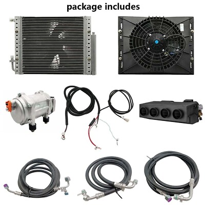 #ad 12V Car Air Conditioner Electric Underdash A C Kit Compressor Cooling Universal $579.59
