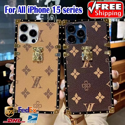 #ad Luxury Brand Square PU Leather Phone Case Fashion Soft Silicone cover $13.28