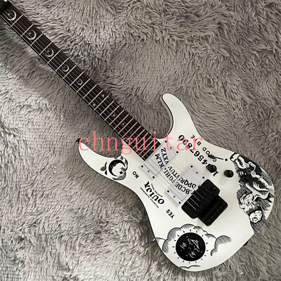 #ad White KH 2 Ouija Electric Guitar Moon Star Inlay H H Pickups Black Hardware $280.00