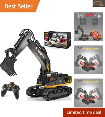 #ad RC Excavator Toy 16 Inch 11 Channel Hydraulic Hauler Digger Gift for Kids $72.17