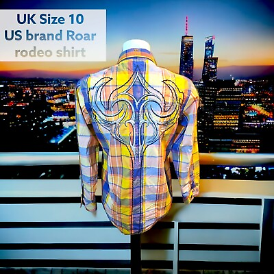 #ad RRP £75 immaculate Rare US embroidered rodeo shirt by Roar cool tight cotton GBP 28.00