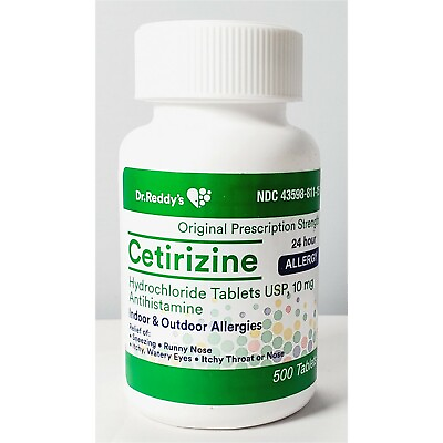 #ad Dr Reddys Cetirizine Hydrochloride Antihistamine 10mg Tablets 500ct Exp 08 2026 $18.95
