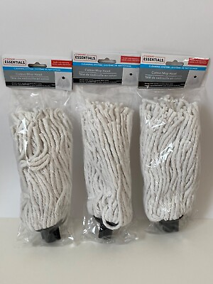 #ad Lot of 3. Essentials Cotton Mop Head Fits US Threaded Handle Brand New Sealed $13.99