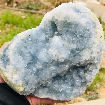 #ad 2475g Large Natural Blue Celestite Geode Heart Quartz Crystal Mineral Specimen $209.00