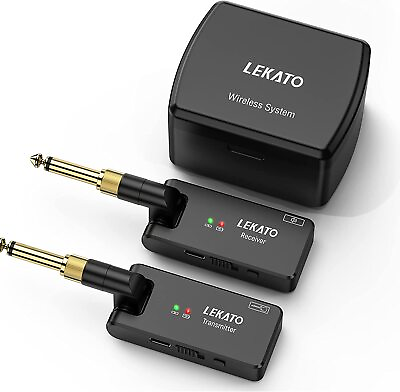 #ad LEKATO 2.4GHz Wireless Guitar Transmitter Receiver Charging Box 1 4”amp; 1 8”Plug $42.99