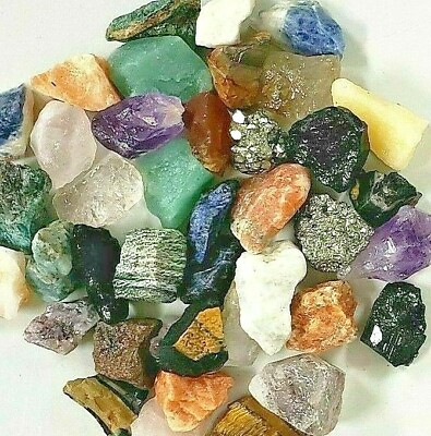 #ad 1 4 lb Rough rock Crafters Collection Mix Gems Crystals Natural Mineral Specimen $10.99
