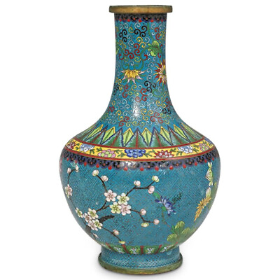 #ad ⭕️ Fine 19th Century Chinese Cloisonne Vase Superb Details and Gilding $850.00