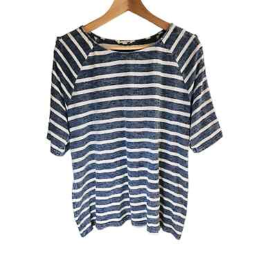 #ad JANE AND DELANCEY Blue and White Striped 1 2 Sleeve Top XL $21.00