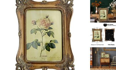 #ad Vintage Picture Frame Antique Ornate Photo Frame Tabletop 5 x 7 Bronze Gold $38.40
