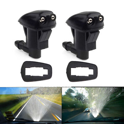 #ad 2Pcs Black Car Front Windshield Washer Wiper Spray Nozzle Accessories Universal $8.03
