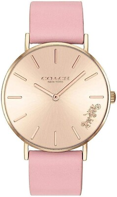 #ad COACH 14503332 DELANCEY ROSE GOLD TONE DIAL PINK LEATHER BAND WOMENS WATCH $84.99