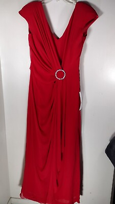 #ad Vintage Gianni D#x27;Alberto Red Maxi Chiffon Dress Size 14 $135.00