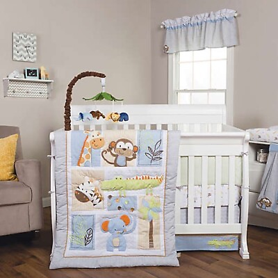 #ad Trend Lab Jungle Fun 6 Piece Crib Bedding Set Reversible Quilt NEW $199.99